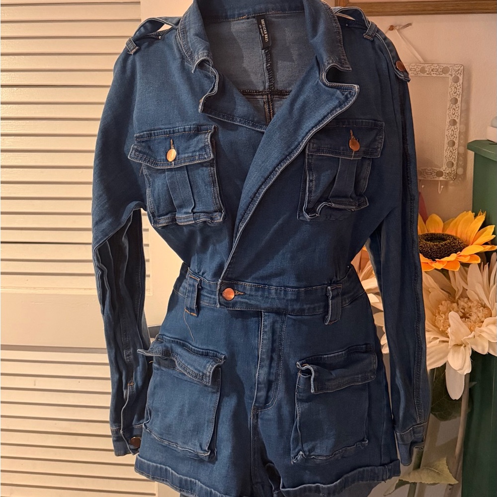 American Bazi Blue Denim Utility Jacket